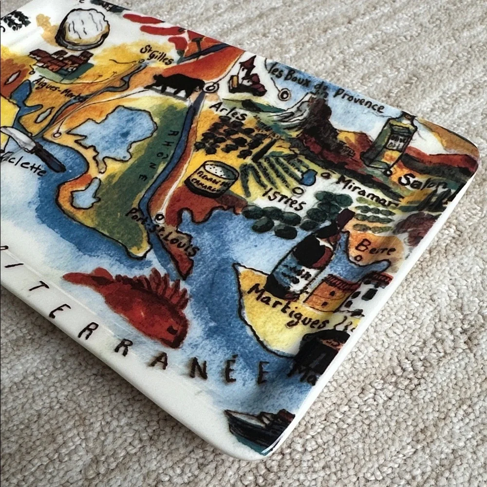 Set of 4 Williams Sonoma Marc Lacaze Wine Pairing Series Appetizer Plates Cheese